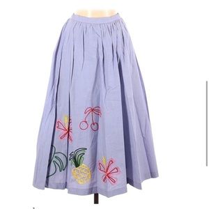 J.Crew embroidered tropical skirt cotton